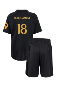 Real Madrid Aurelien Tchouameni #18 Jalkapallovaatteet Lasten Kolmas peliasu 2023-24 Lyhythihainen (+ Lyhyet housut)